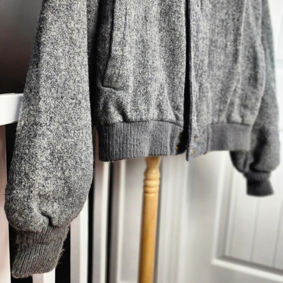 Vintage 80s 90s Britches Wool Bomber Jacket Coat Gray Mens Large Lined EUC - Picture 6 of 10